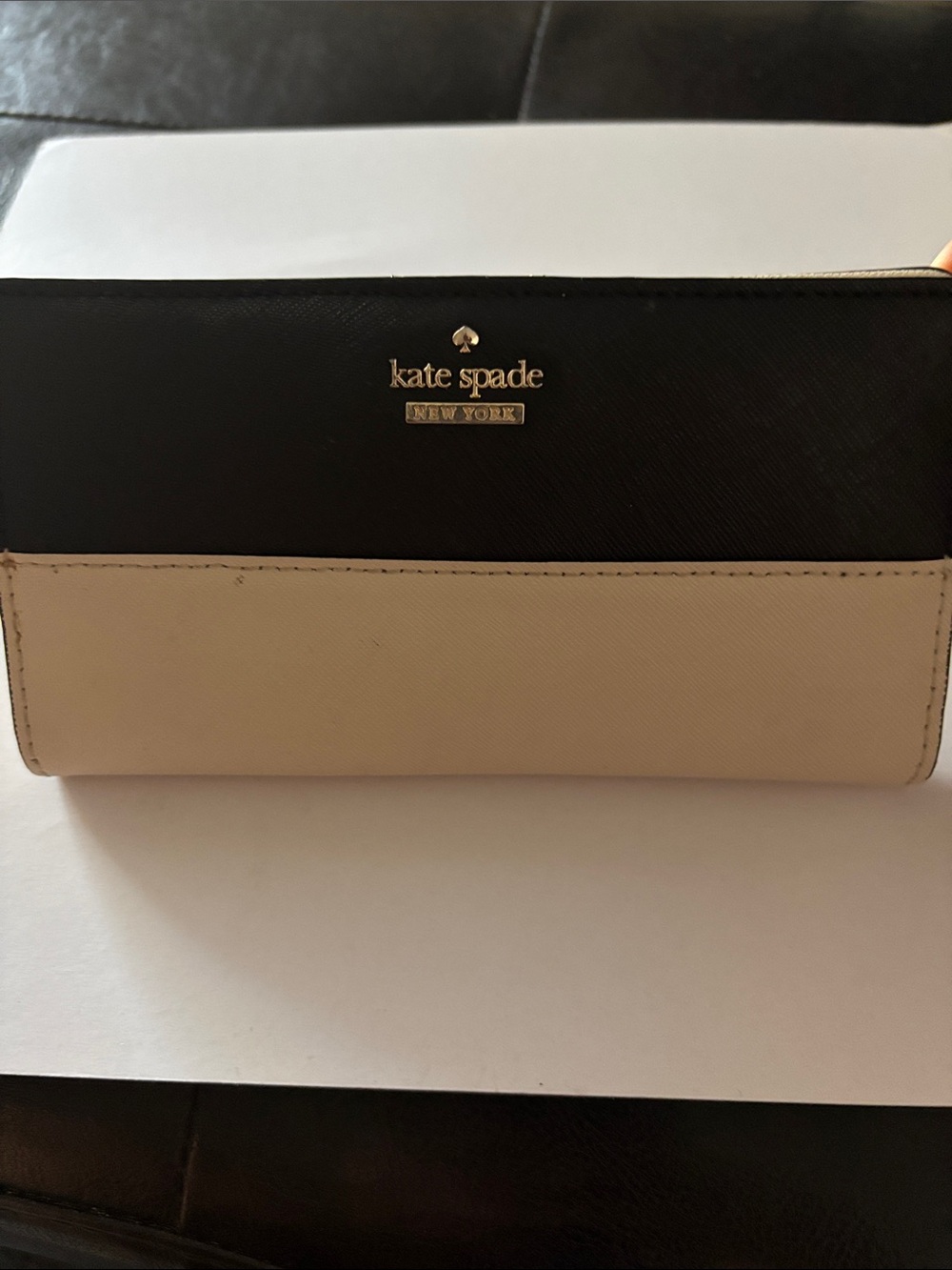 Kate Spade Two-Tone Black and Cream Saffiano Wallet